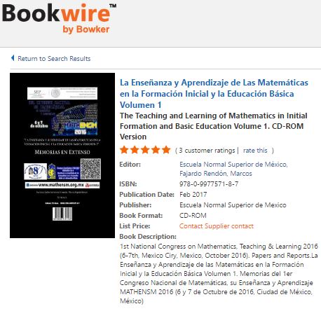 MATHENSM 2016 ha sido satisfactoriamente Indexado en: BOOKWIRE de Bowker mediante ISBN.org   Consulta la indexación ONLINE